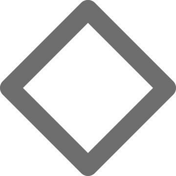 Gray empty diamond shape geometric outline on white