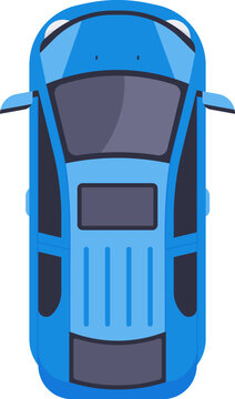Blue car driving top view vector illustration