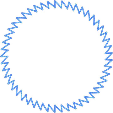 Blue zig zag coiled spring circle border design