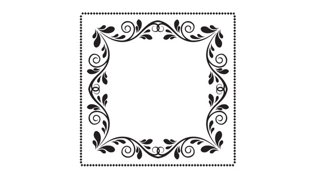 Frame elegant floral scrollwork with dotted border and swirling leaf motifs featuring decorative, ornamental, flourish with vintage and black and
