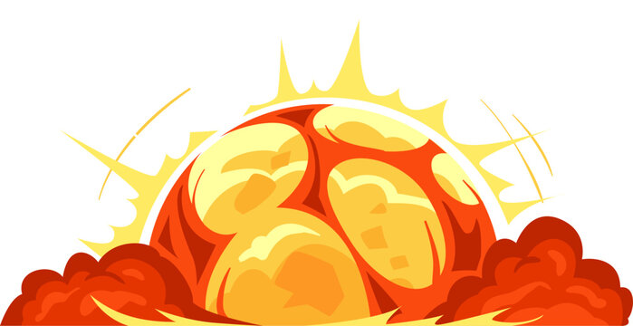 Powerful explosion burst creating a fiery impact