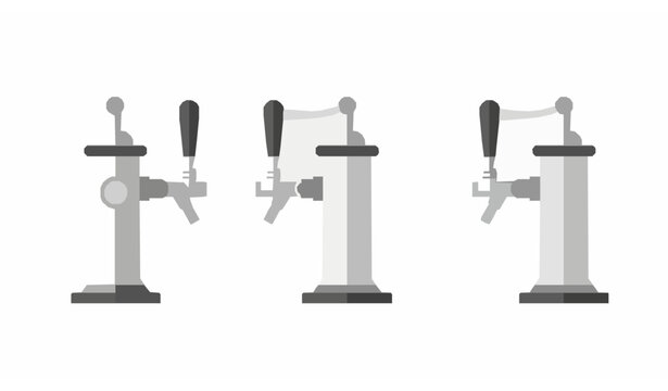 Modern beer pump vector set with bar tap elements isolated on white background