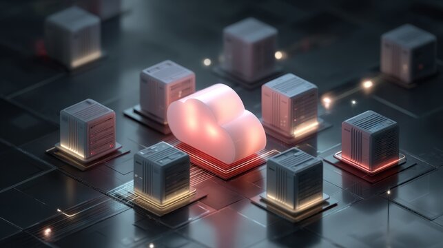 Cloud Computing Concept with Server Racks in Data Center