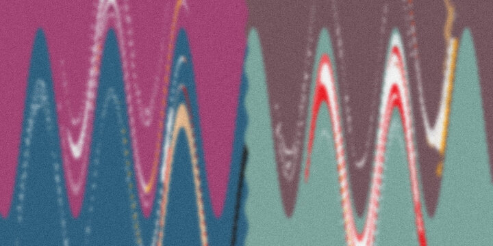 Split screen abstract background with colorful zigzag waves