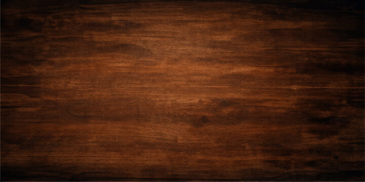 A dark brown grunge background featuring a textured old wooden plank pattern with natural oak grain on a weathered hardwood surface