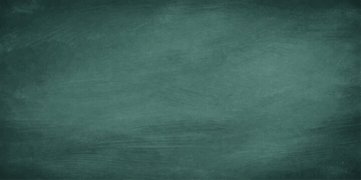 A dark and aged green chalkboard background with a grunge texture and vintage paper pattern creates a blank canvas for art on a dirty, empty wall backdrop