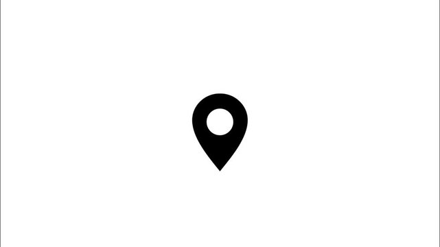 A map marker icon stands alone on a plain surface