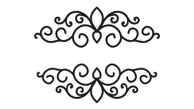 Ornament floral swirl decorative border with elegant curved lines for classic design, elegant scrollwork graphic