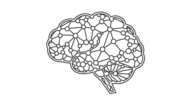 Intricate network within a human brain shape a detailed silhouette