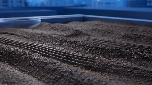 Close-Up of Raked Sand in Zen Garden With Ripples and Patterns