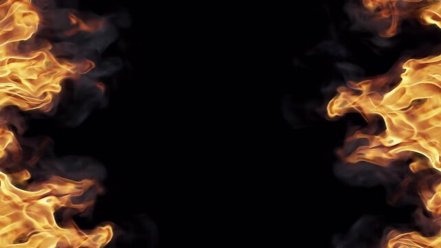 Realistic Fire Flame Loop With Smoke On Transparent Background Overlay Alpha Channel