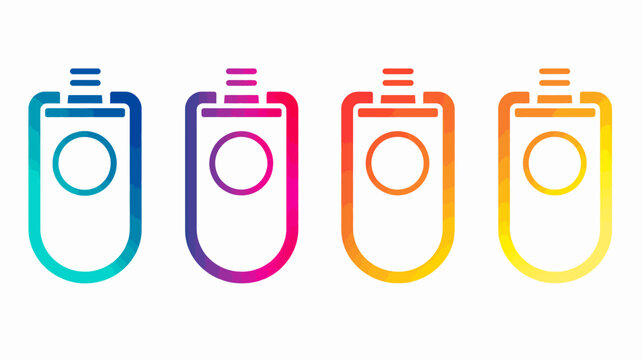 Gradient colored icon images with round, oblong shapes on a white background