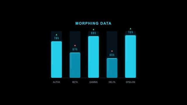 Bar graph with dynamic data on dark backdrop, perfect for business presentations, data analysis reports, and financial market analysis designs.