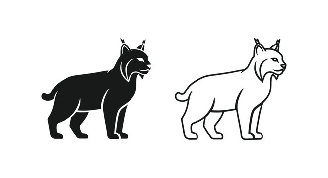 Lynx Cat Silhouette Comparison Design Guide Vector