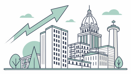 Fototapeta premium City Skyline Growth Arrow Flat Vector