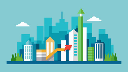 Obraz premium City Skyline Growth Arrow Flat Vector