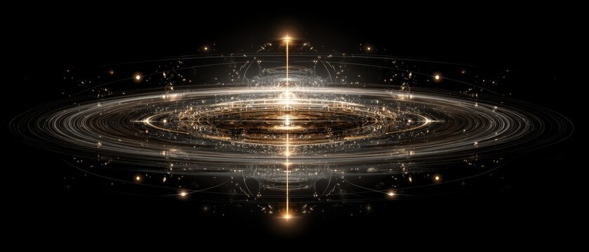 Abstract Sci-Fi Space Galaxy with Rings and Light