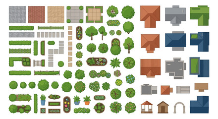 Assorted top down views of buildings gardens and landscaping elements © MITHUN