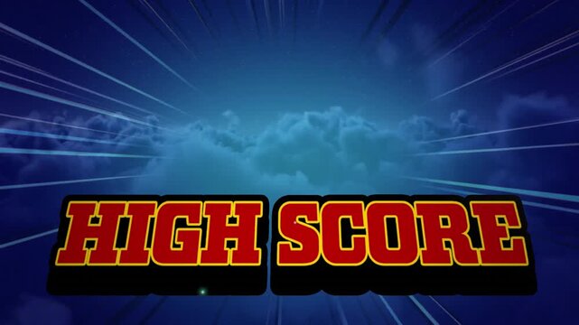 Animation of high score over lines and clouds