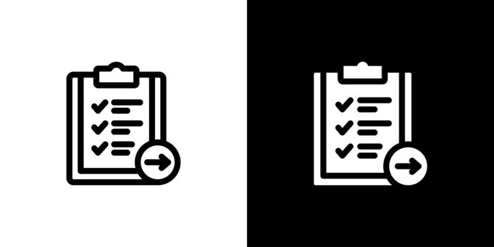 Action Items List icon concept with flat Black White Background. Vector illustration.