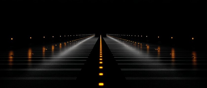 Perspective View of Airport Runway at Night