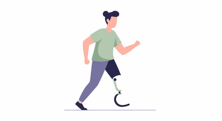 Fototapeta premium Person with prosthetic leg walking illustration.