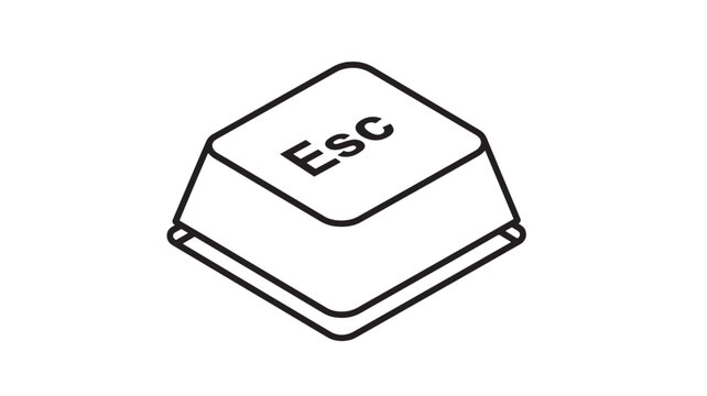 Esc button icon with black outline, representing computer keyboard and digital interface elements for quick exit.