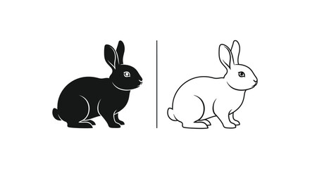 Obraz premium Black White Rabbit Illustration Design Ideas Vector