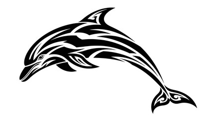 Tribal dolphin tattoo design in black and white © Lahiru