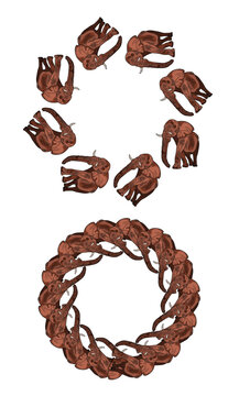 Elephant mandala vector illustration and wreath design