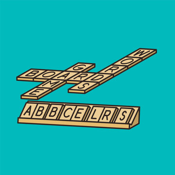 Wooden board game pieces with letters vector illustration for Scrabbleday on April 13