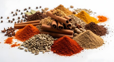 Vibrant spice collection a colorful array of culinary flavors and aromas © MdAtiqur