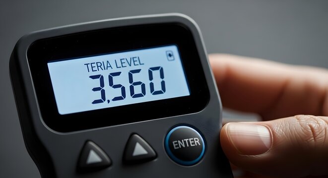 Close up of a digital sound level meter displaying a decibel reading of 3560