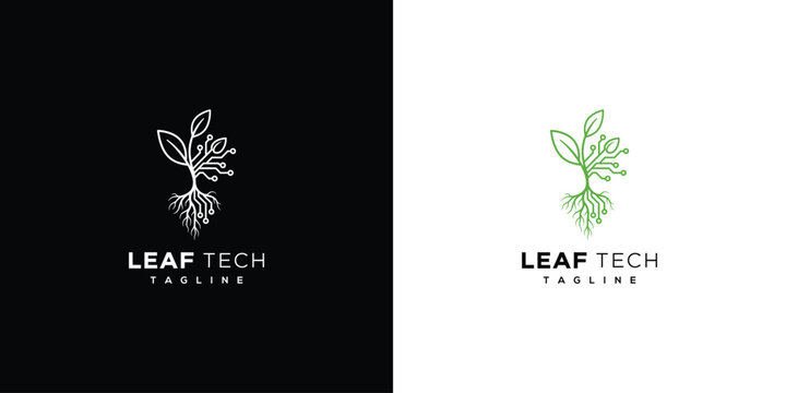 Leaf Tech Logo Design Template
