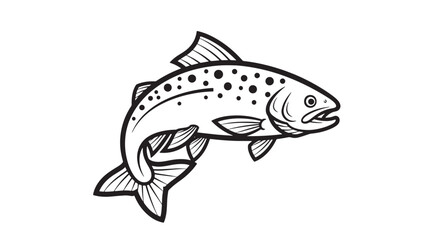 Fototapeta premium Fish detailed black and white illustration with spots and fins, perfect for aquatic or fishing themes.