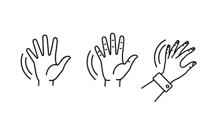 Fototapeta premium Three hands displaying different gestures simple line art silhouette