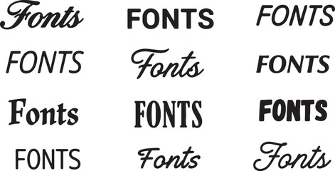 Fototapeta premium A comparison of various font styles for the word fonts in different typographic designs