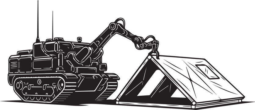 Heavy duty excavator, construction equipment, industrial machinery, vector illustration