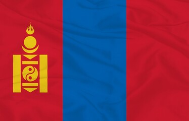 Naklejka premium Waving Flag of Mongolia
