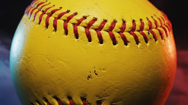 Action softball video with colorful smoke blast effect