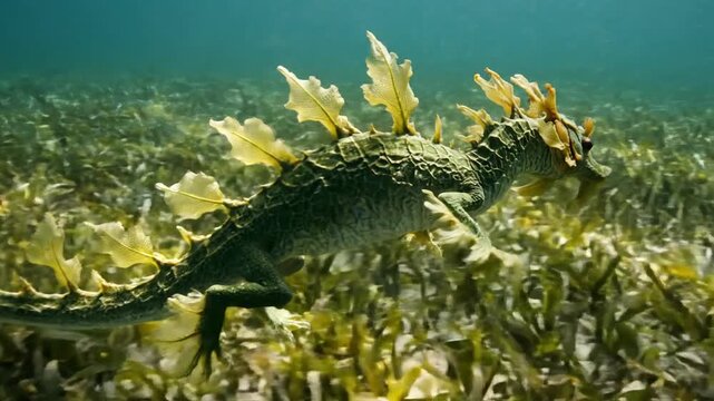 Leafy Sea Dragon in Underwater Grassland