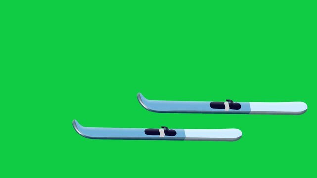 2D Animated Ski Equipment with Bindings for Winter Sports and Snow Adventure Concept