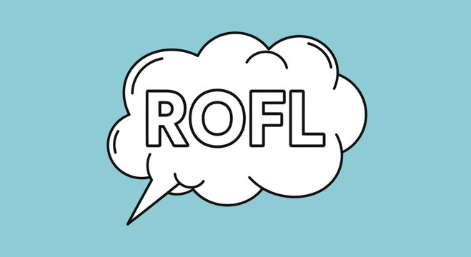 ROFL Text Inside Speech Bubble on Blue Background