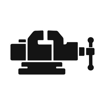 Bench vise workshop tool solid black icon vector illustration