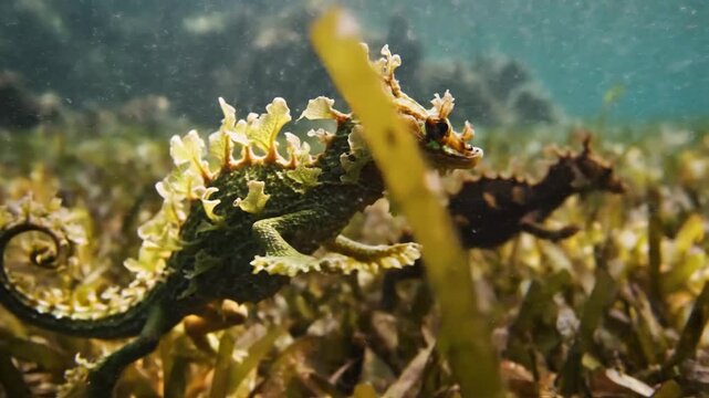 Leafy Seadragon Amidst Underwater Vegetation