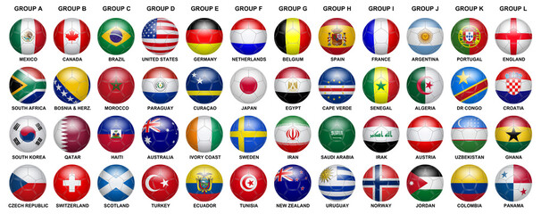 Plakat Balls in the colors of the participating teams