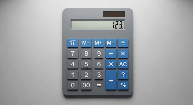 Calculator with numeric display showing calculation result, simple design, arithmetic tools