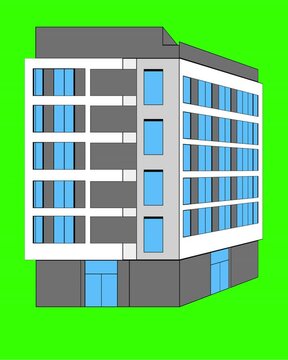 Animated 3D Office Building Green Screen Background
