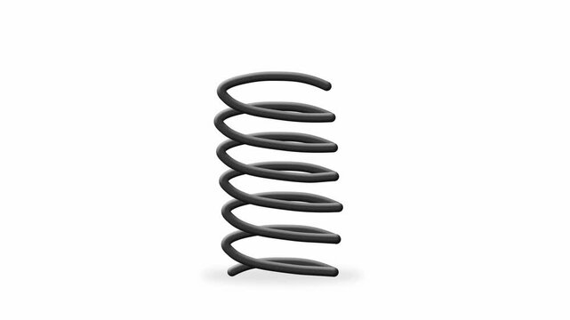 Strong Coil Spring Bounce Animation isolated on White Background. Elasticity, compression, and mechanical motion. Minimal Style Design. 