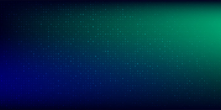 halftone with blue-green gradation, abstract background pattern, neon light reflecting walls and floors, dark colors, and feel the speed of digital technology connected with blue-green background.